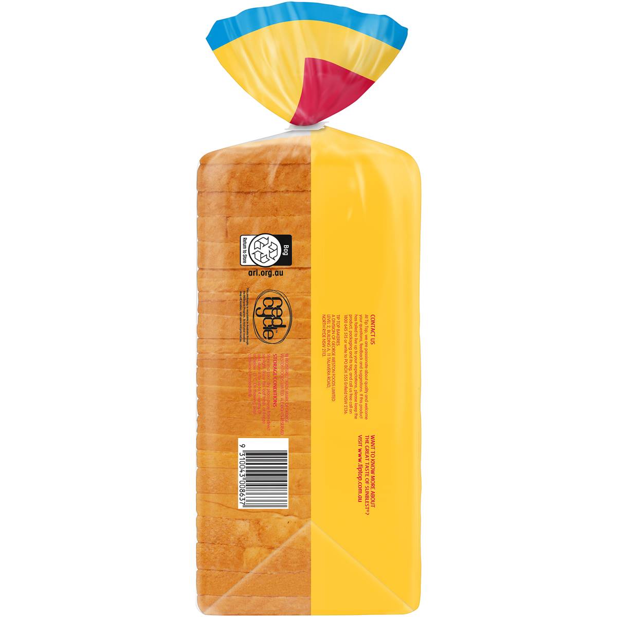 Tip Top Sunblest White Sandwich Bread 650g Woolworths