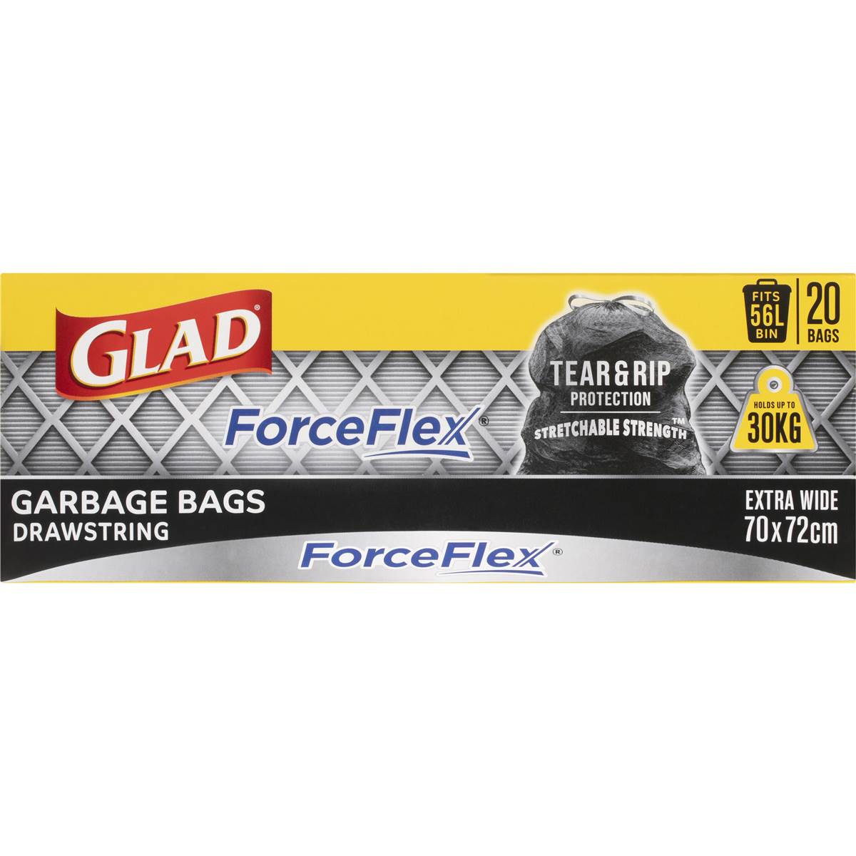Glad Tuff Stuff Forceflex Drawstring Garbage Bags 20pk Woolworths