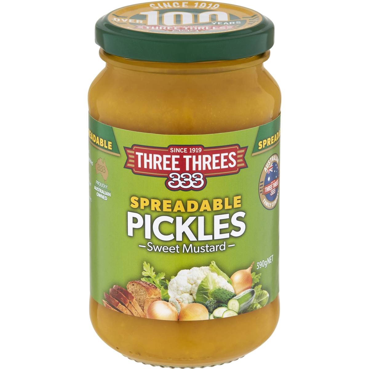 Three Threes Pickles Mustard Spreadable 390g Woolworths