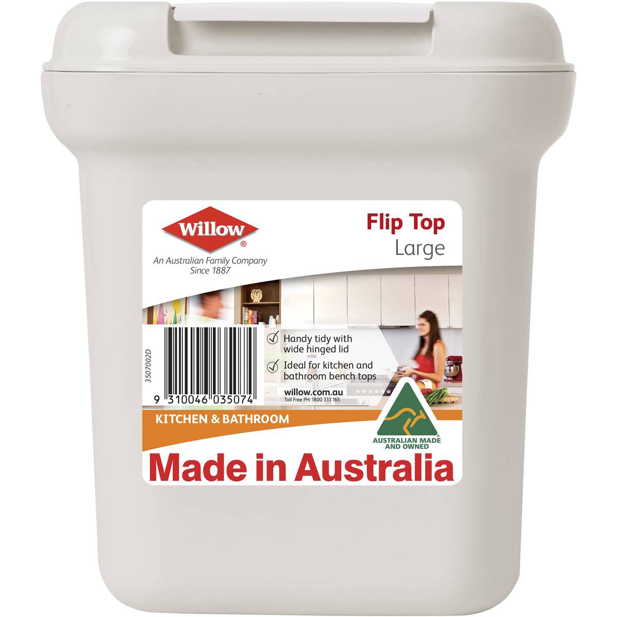 Willow Waste Bin Flip Top Tidy Large each Woolworths