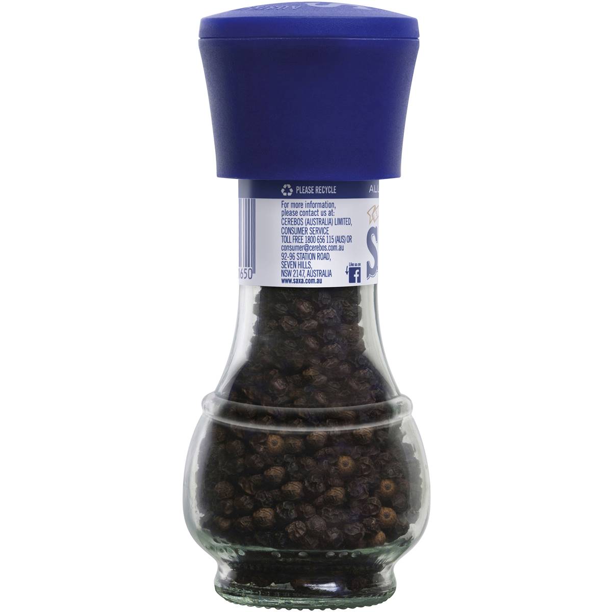 Saxa Pepper Grinder Black Peppercorn 45g Woolworths