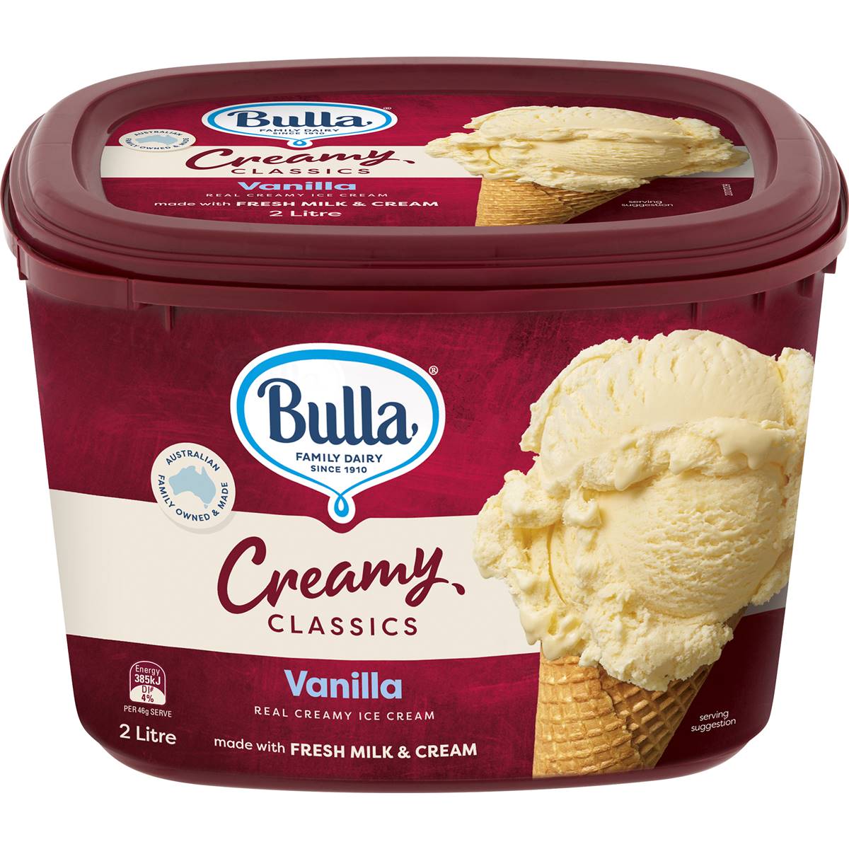 Bulla Creamy Classics Ice Cream Vanilla 2l Tub Woolworths 