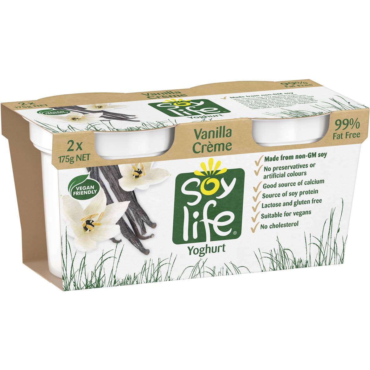 Soy Life Vanilla Creme Fat Free Yoghurt 2x175g Woolworths