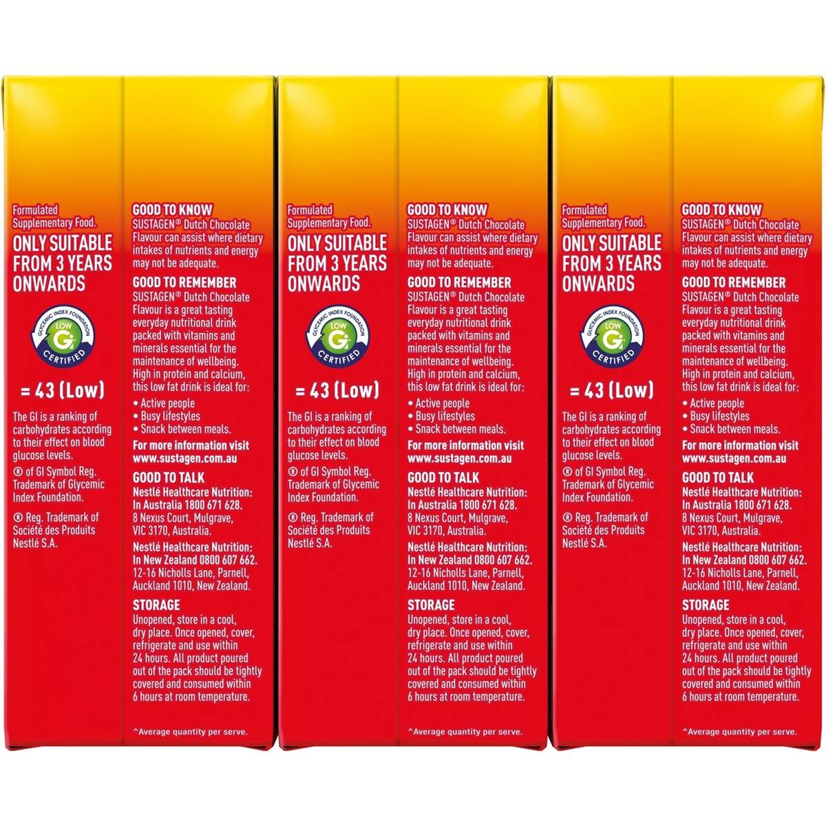 Sustagen Dutch Chocolate Ready To Drink 3x250ml Woolworths