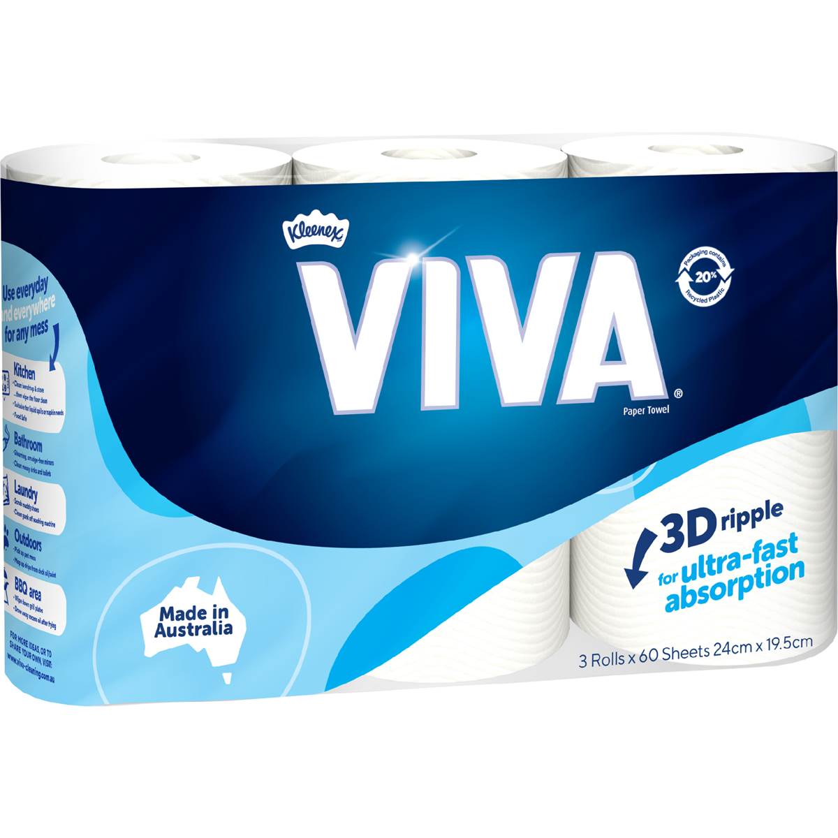 Viva Paper Towel White 3pk Woolworths
