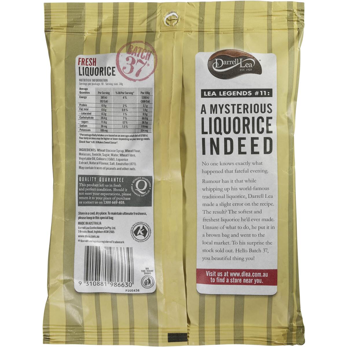 Darrell Lea Licorice Original 300g bag Woolworths
