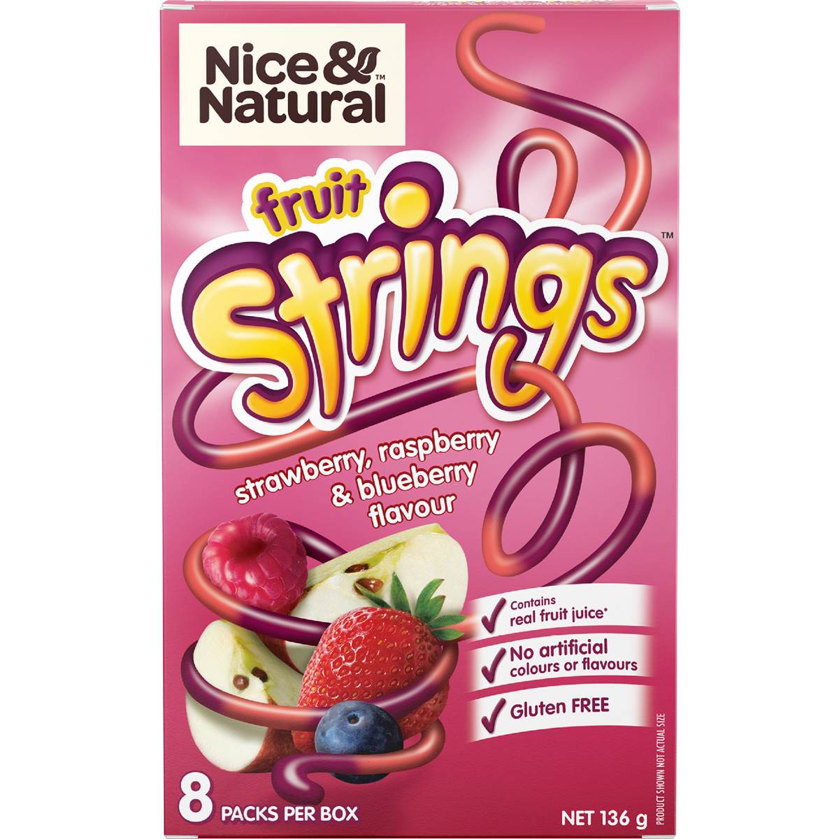 Nice & Natural Fruit Strings Strawberry 136g Woolworths