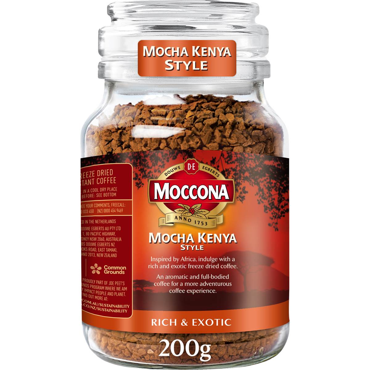 Moccona Freeze Dried Coffee Mocha Kenya Style 200g Woolworths
