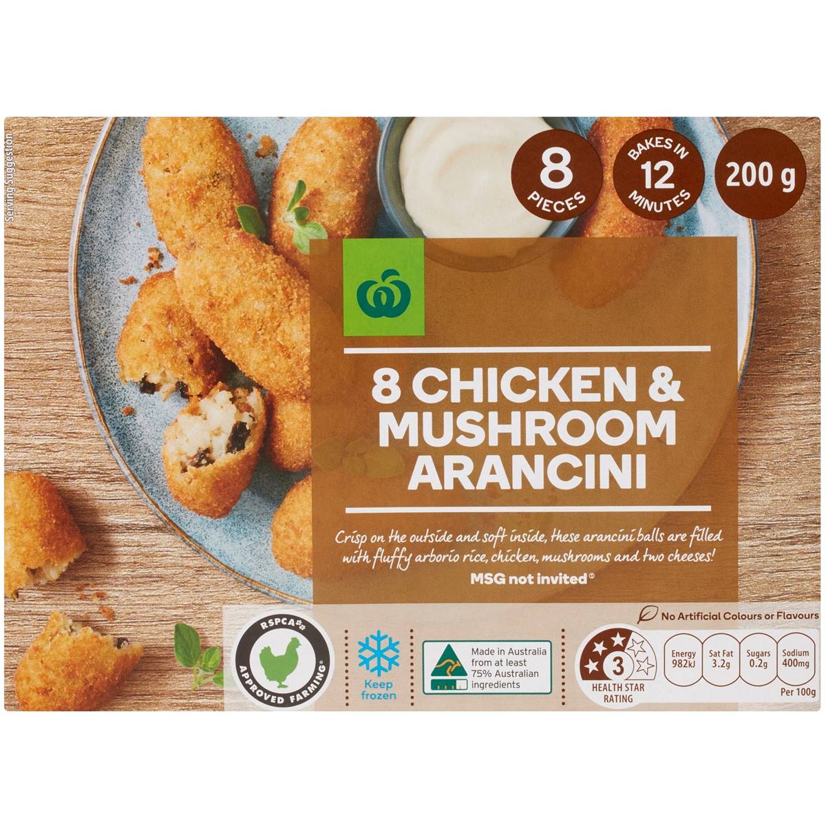 Woolworths Chicken & Mushroom Arancini 8 pieces 200g | Woolworths