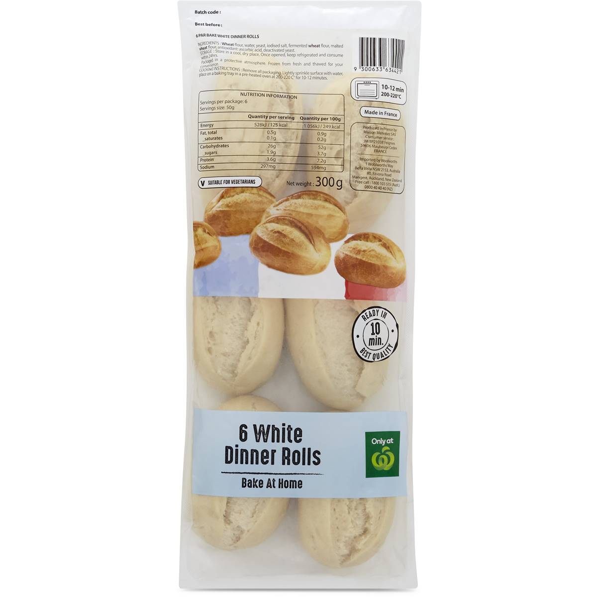 Menissez Bake At Home White Dinner Rolls 6pk Woolworths