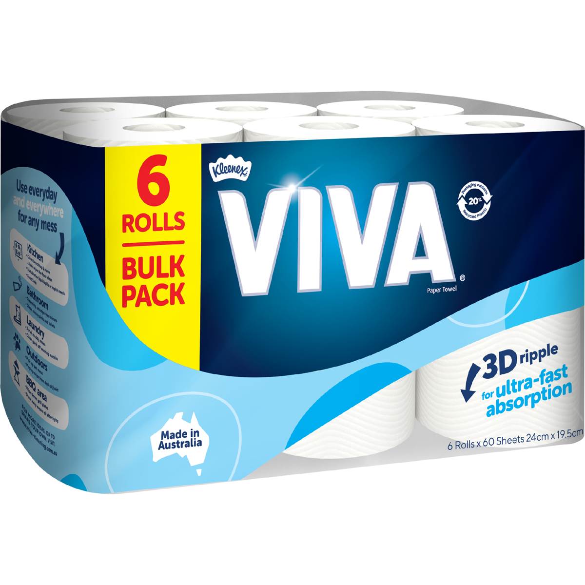 Kleenex Viva Paper Towel White 6pk Woolworths