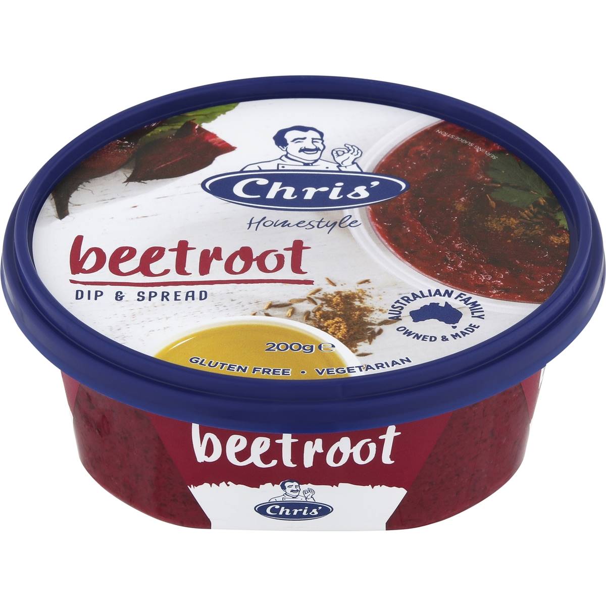 Chris' Dips Egyptian Beetroot 200g  Woolworths