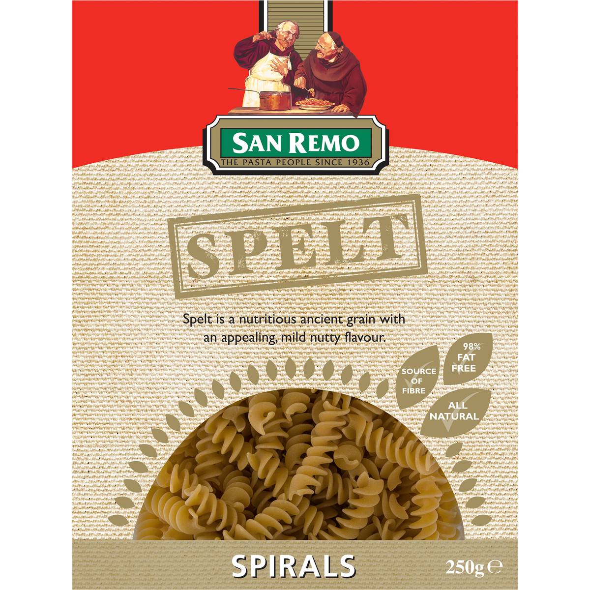 San Remo Spirals Spelt Pasta 250g Woolworths