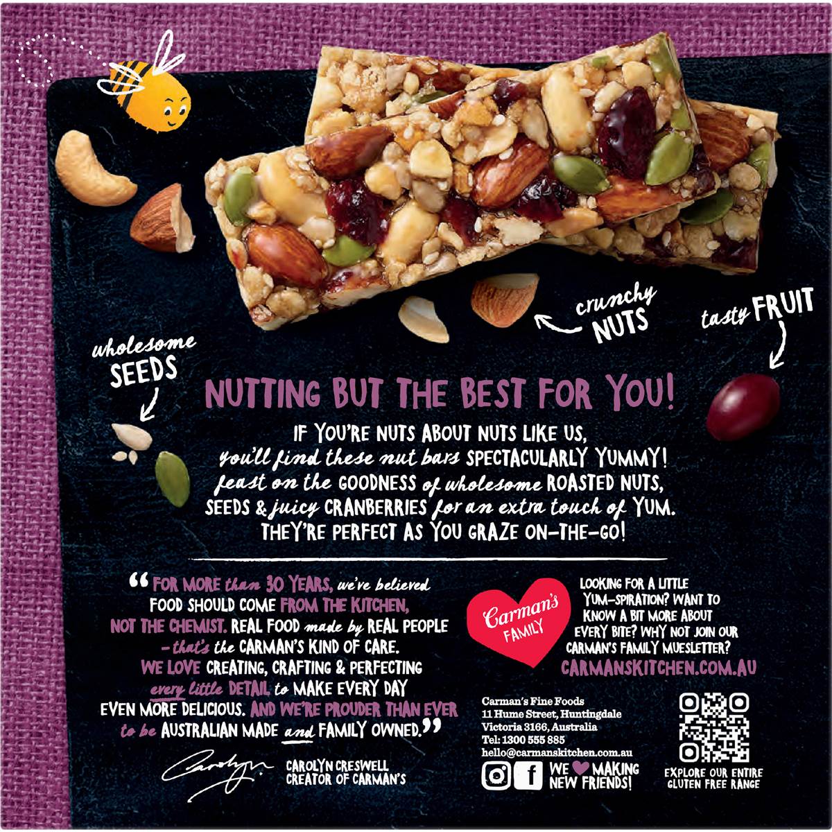 Carman's Almond, Cashew & Cranberry Nut Bars 5pk 175g Woolworths
