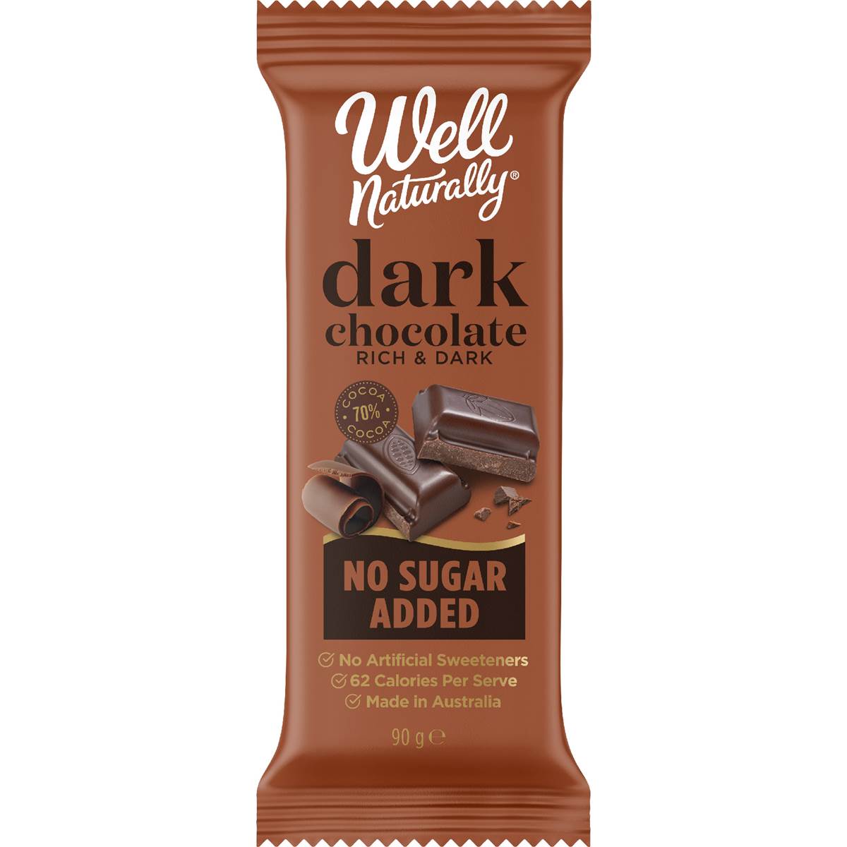 Well Naturally Bar Sugar Free Dark 90g | Woolworths