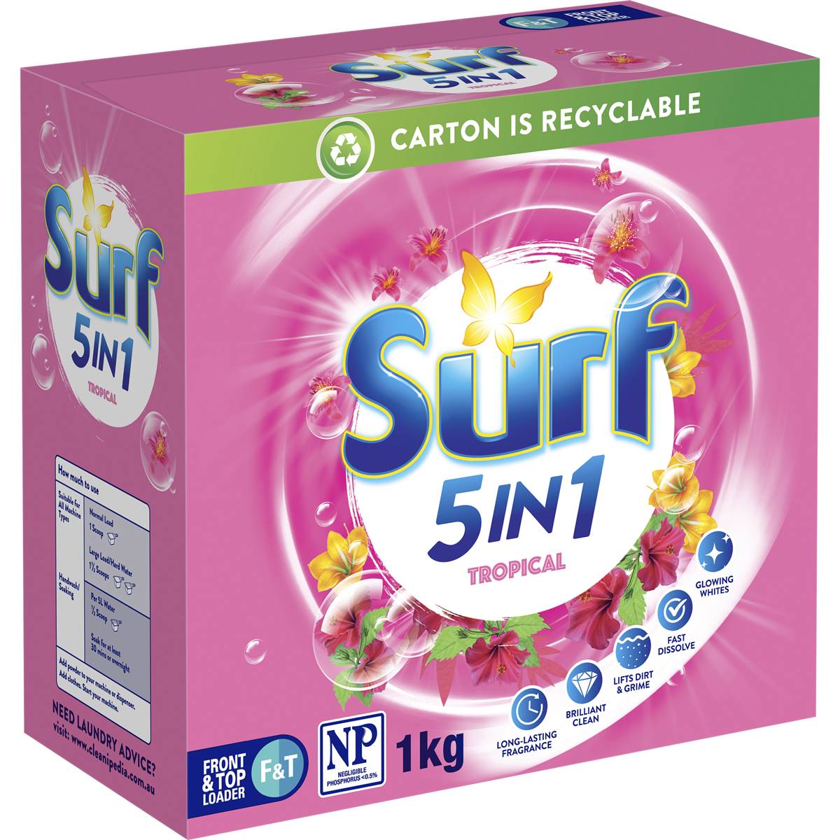 Surf 2 In 1 Laundry Detergent Washing Powder Tropical Lily 1kg Woolworths