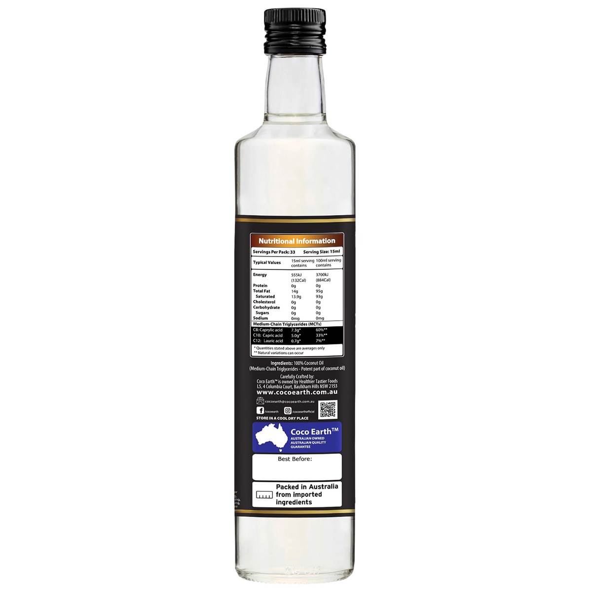 Coco Earth Premium Liquid Coconut Oil 500ml Woolworths